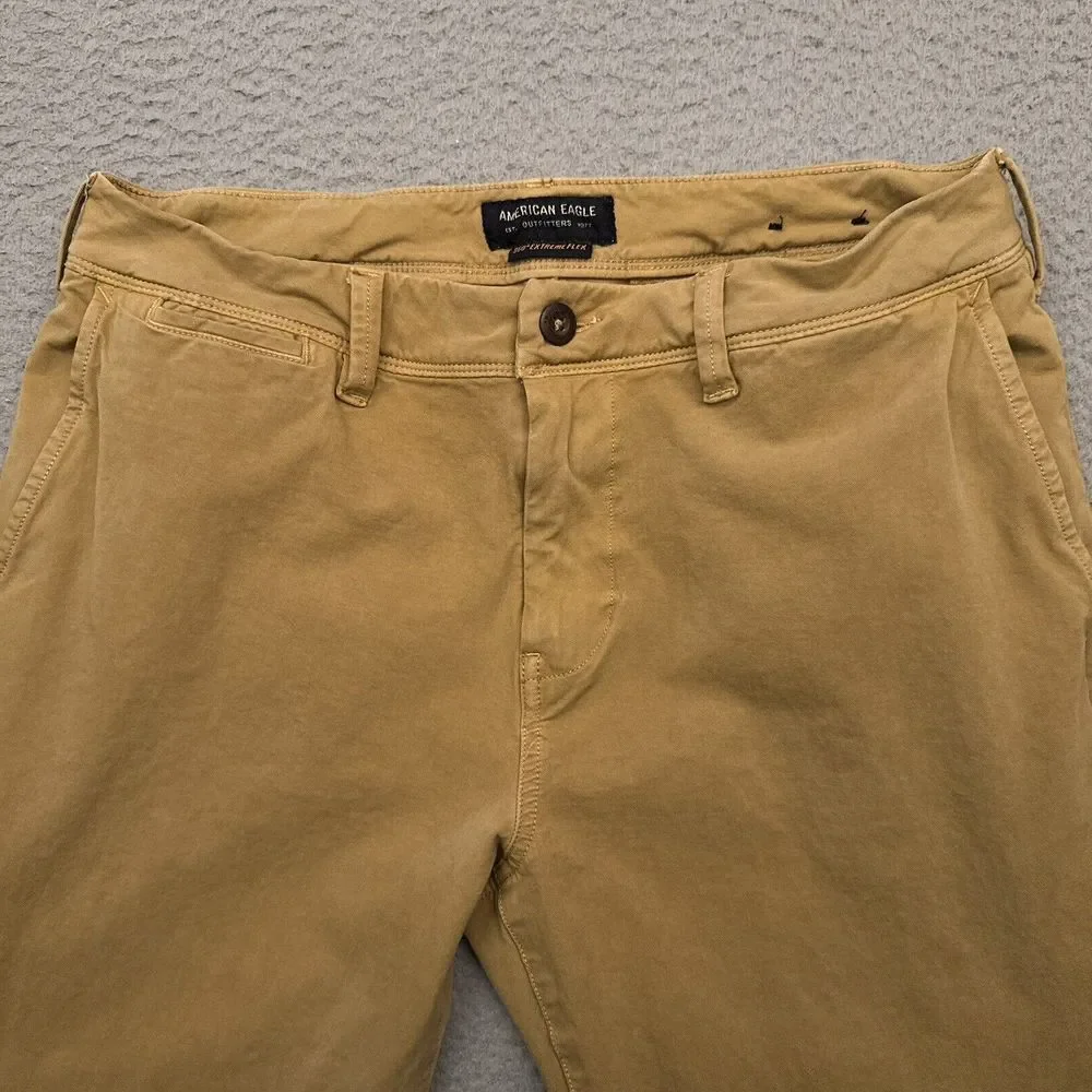 American Eagle 360 Extreme Flex Slim Fit Pants Men's 32x33 Tan Chino Golf Preppy